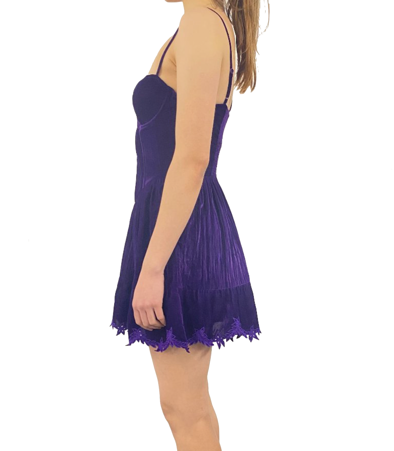 Rhea Short Dress in Purple Velvet