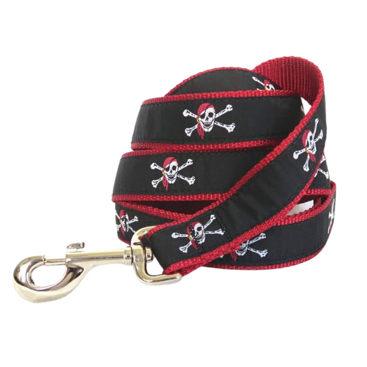 Skull and Crossbones Leash in Red