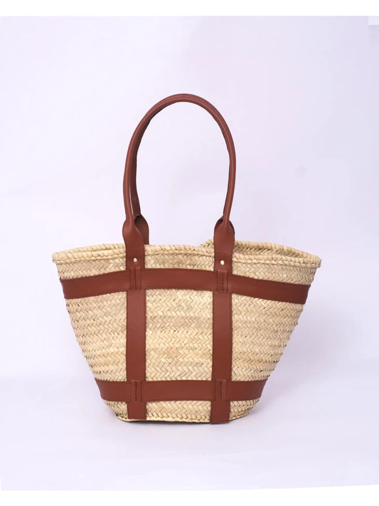 Straw Beach Bag With Leather Handles